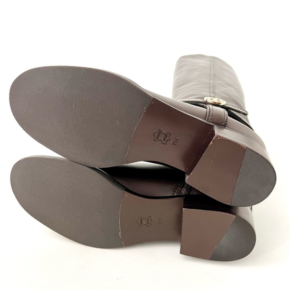 TORY BURCH | Tall Riding Boots Bristol Dark Brown Coconut Leather Size 7 - Picture 12 of 15